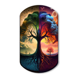 Tree Of Life Day And Night I - Asymmetric Metal Wall Art