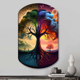 Tree Of Life Day And Night I - Asymmetric Metal Wall Art