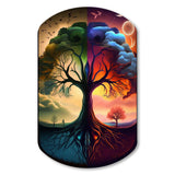 Tree Of Life Day And Night I - Asymmetric Metal Wall Art