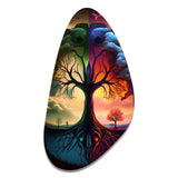 Tree Of Life Day And Night I - Asymmetric Metal Wall Art