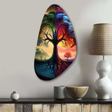 Tree Of Life Day And Night I - Asymmetric Metal Wall Art