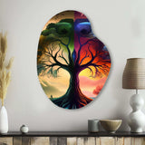 Tree Of Life Day And Night I - Asymmetric Metal Wall Art