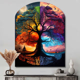 Tree Of Life Day And Night II - Asymmetric Metal Wall Art