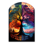 Tree Of Life Day And Night II - Asymmetric Metal Wall Art