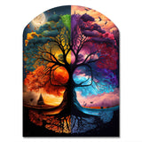 Tree Of Life Day And Night II - Asymmetric Metal Wall Art