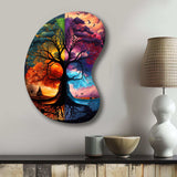 Tree Of Life Day And Night II - Asymmetric Metal Wall Art