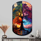 Tree Of Life Day And Night II - Asymmetric Metal Wall Art