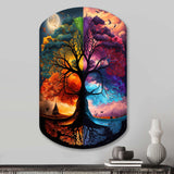 Tree Of Life Day And Night II - Asymmetric Metal Wall Art