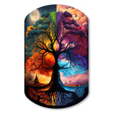 Tree Of Life Day And Night II - Asymmetric Metal Wall Art