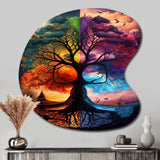 Tree Of Life Day And Night II - Asymmetric Metal Wall Art