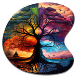 Tree Of Life Day And Night II - Asymmetric Metal Wall Art