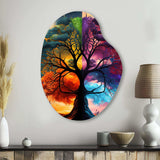 Tree Of Life Day And Night II - Asymmetric Metal Wall Art