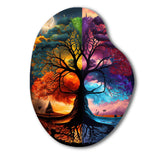 Tree Of Life Day And Night II - Asymmetric Metal Wall Art