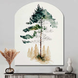 Lonely Green Watercolor Tree I - Asymmetric Metal Wall Art