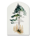 Lonely Green Watercolor Tree I - Asymmetric Metal Wall Art