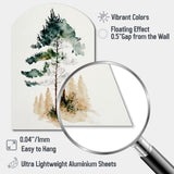 Lonely Green Watercolor Tree I - Asymmetric Metal Wall Art