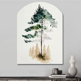 Lonely Green Watercolor Tree I - Asymmetric Metal Wall Art