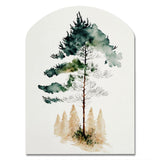 Lonely Green Watercolor Tree I - Asymmetric Metal Wall Art