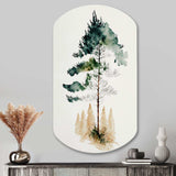 Lonely Green Watercolor Tree I - Asymmetric Metal Wall Art