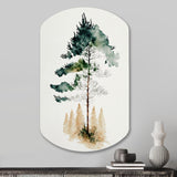 Lonely Green Watercolor Tree I - Asymmetric Metal Wall Art