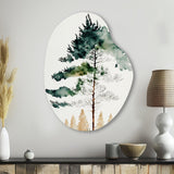 Lonely Green Watercolor Tree I - Asymmetric Metal Wall Art