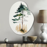 Lonely Green Watercolor Tree I - Asymmetric Metal Wall Art