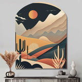 Full Moon Over The Desert Mountains - Asymmetric Metal Wall Art