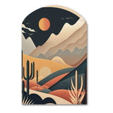 Full Moon Over The Desert Mountains - Asymmetric Metal Wall Art