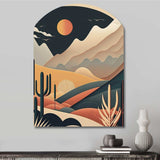 Full Moon Over The Desert Mountains - Asymmetric Metal Wall Art