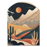 Full Moon Over The Desert Mountains - Asymmetric Metal Wall Art