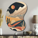 Full Moon Over The Desert Mountains - Asymmetric Metal Wall Art