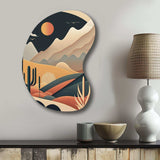 Full Moon Over The Desert Mountains - Asymmetric Metal Wall Art