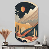 Full Moon Over The Desert Mountains - Asymmetric Metal Wall Art