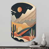 Full Moon Over The Desert Mountains - Asymmetric Metal Wall Art