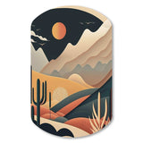 Full Moon Over The Desert Mountains - Asymmetric Metal Wall Art