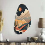 Full Moon Over The Desert Mountains - Asymmetric Metal Wall Art