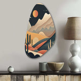 Full Moon Over The Desert Mountains - Asymmetric Metal Wall Art