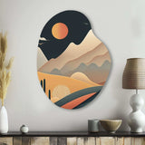 Full Moon Over The Desert Mountains - Asymmetric Metal Wall Art