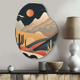 Full Moon Over The Desert Mountains - Asymmetric Metal Wall Art