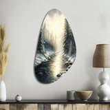 Sunlight Reflecting The Snow Forest River I - Asymmetric Metal Wall Art