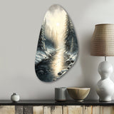 Sunlight Reflecting The Snow Forest River I - Asymmetric Metal Wall Art