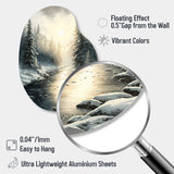 Sunlight Reflecting The Snow Forest River I - Asymmetric Metal Wall Art