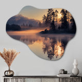 Morning Fog Over The Lake Sunset I - Asymmetric Metal Wall Art