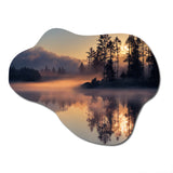 Morning Fog Over The Lake Sunset I - Asymmetric Metal Wall Art