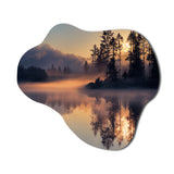 Morning Fog Over The Lake Sunset I - Asymmetric Metal Wall Art