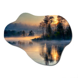 Morning Fog Over The Lake Sunset II - Asymmetric Metal Wall Art