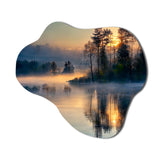 Morning Fog Over The Lake Sunset II - Asymmetric Metal Wall Art