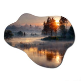 Morning Fog Over The Lake Sunset III - Asymmetric Metal Wall Art