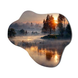 Morning Fog Over The Lake Sunset III - Asymmetric Metal Wall Art