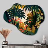 Blossoming And Vibrant Jungle Flora I - Asymmetric Metal Wall Art